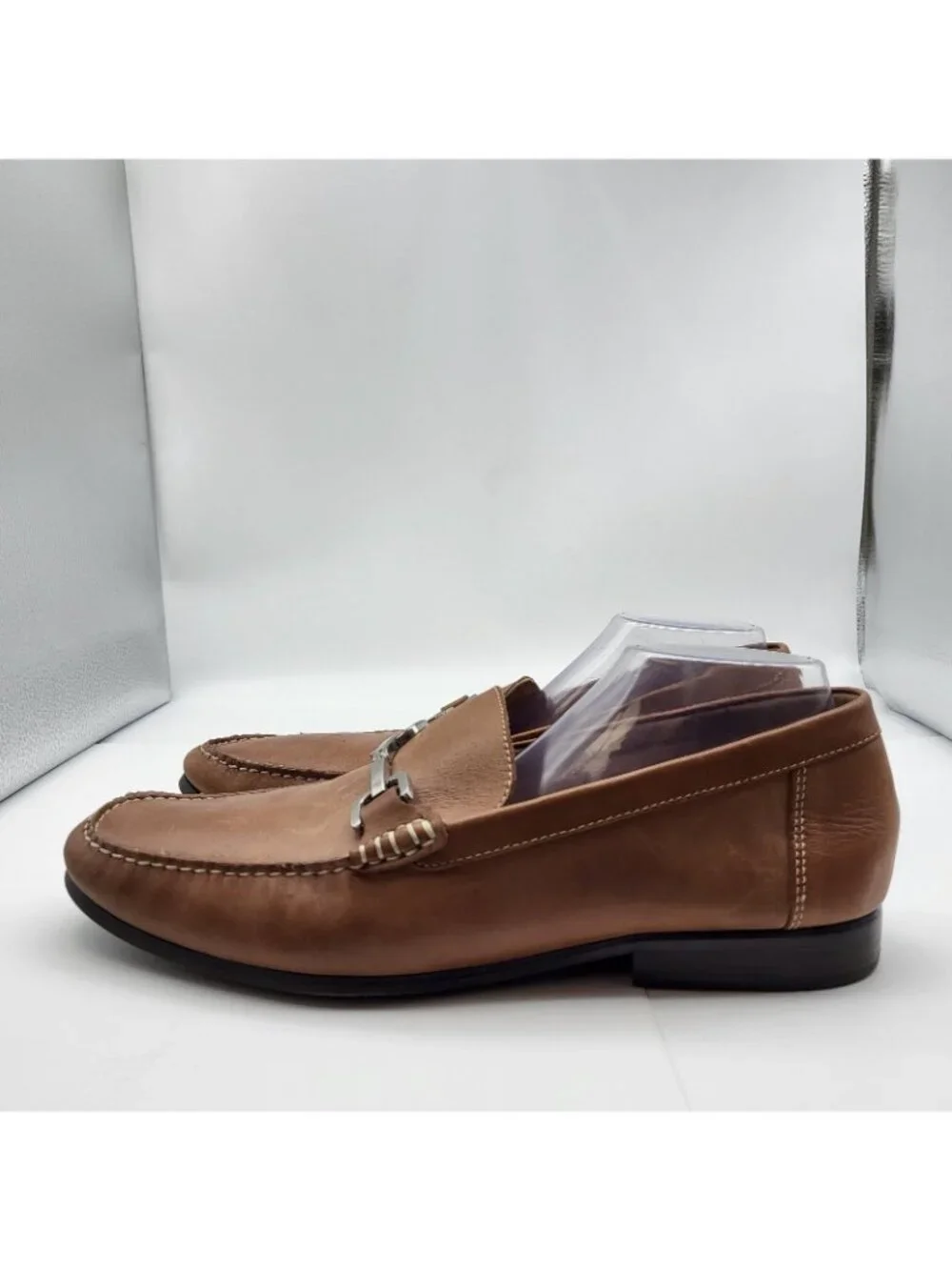 Donald J Pliner Niles Cognac Brown Leather Horsebit Slip On Loafers Men 13